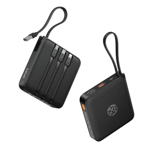VRURC Portable Power Bank Built-in Cables 20000mAh 22.5W Fast Charging