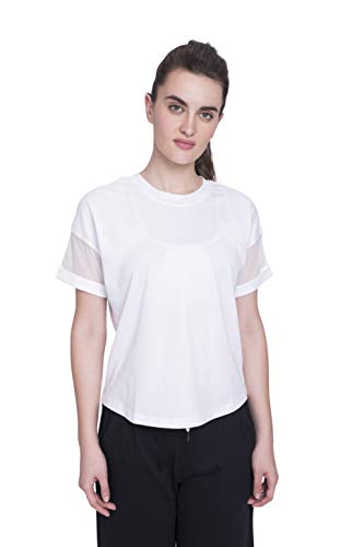 Satva Premium Organic Cotton Racerback Mesh Short Sleeve T-Shirt Round Neck For Yoga Workout Running Sports Training Cycling Jodo Tee, White, Large - Thumbnail 4