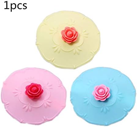 1 Pcs Silicone Cup Lid Rose Flower Tea Cup Lid Reusable Coffee Mug Seal Lid Cap Anti-dust Drink Cup Cover Color Random by SamGreatWorld