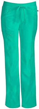 Womens Infinity Low Rise Straight Leg Drawstring Scrubs Pant, Red, One Size