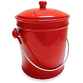 Natural Home&reg; 1-Gallon Ceramic Compost Bin in Red