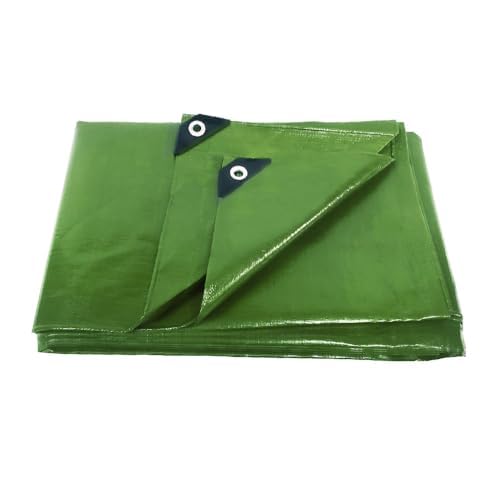 ANSIO Tarpaulin 4m x 4m Water-resistant Tarp Large Camping Cover Sheet – Multipurpose Groundsheet with UV Protection, Weatherproof & Frost-Resistant – Reinforced Eyelets - Green