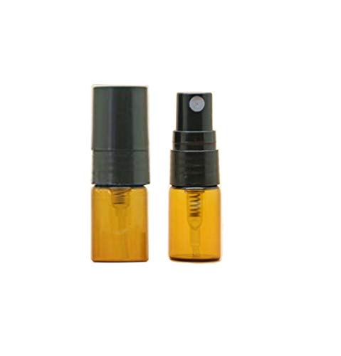 JJKMALL- 30pcs Brown Amber Fine Mist Mini 2ml Atomizer Vial Small Glass bottle Spray Refillable Perfume Empty Sample Bottle Free gift Storage bag 3ML Pipette Dropper for Travel Party
