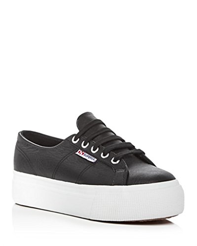 superga black leather platform