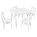 Pidoko Kids Table and Chairs Set - 4 Chairs and 1 Activity Table for Children - Educational Toddlers Furniture Set (White)