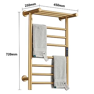 XMGJ 70W 70W Electric Towel Rail Heater Golden Wall Mounted Heated Towel Rail 304 Stainless Steel Towel Warmer for Bathroom, Hardwiring