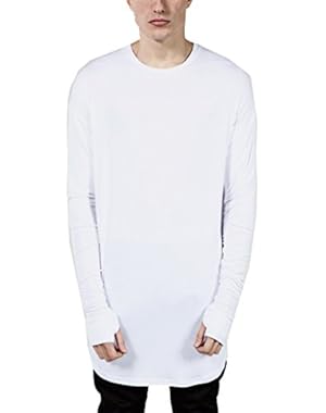 Men's Long Sleeve Shirts Hipster Hip Hop Thumb Hole Cuffs Basic T Shirt
