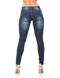 Jeans elásticos ajustados para dama con banda de ajustables ajustables