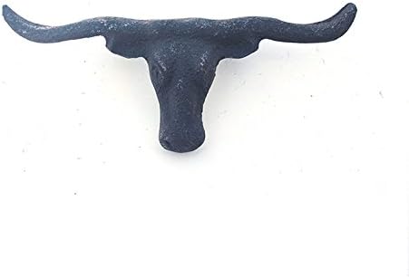 BLACK LONGHORN STEER DRAWER PULLS | CAST IRON, TEXAS STYLE, BULL PULLS - PACK OF 10