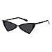 ADE WU Triangle Cat eye Sunglasses for Women Men Trendy Retro Glasses UV400 Protection (Black)
