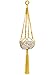 Mkono Colorful Macrame Plant Hanger Indoor Outdoor Hanging Planter Basket Cotton Rope 4 Legs 40 Inch-Yellow