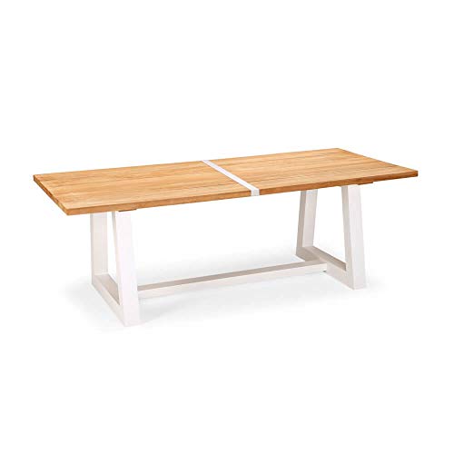 Gartentisch 220cm aus Teakholz und Aluminium - Tisch Tekka/Weiß
