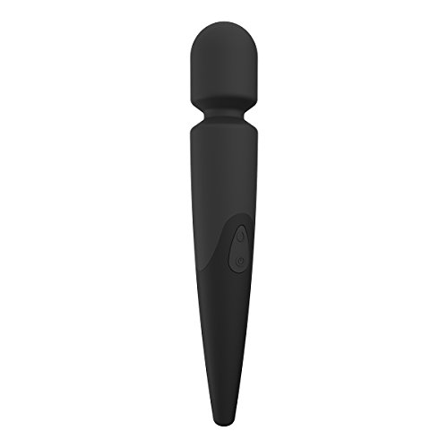 Velocity Waterproof 10 Speed Silicone Wireless Therapeutic Massager Wand (Midnight Black)