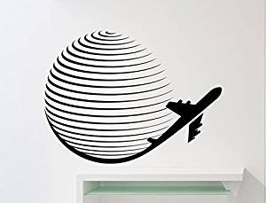 ARWY Salon Stickers Airplane Around The World Logo ARWY Salon Stickers Aircraft Air Bus Plane Airport Vinyl Sticker Home Nursery Kids Boy Girl Room Interio