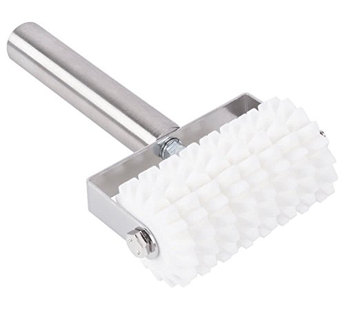 4" Wide Dough Docker with 8 Spiked Wheels, Heavy Duty Rolling Docker for Pizzeria, Bakery, Pastry Shop, Professional Roller Dockers by Tezzorio - Thumbnail 4