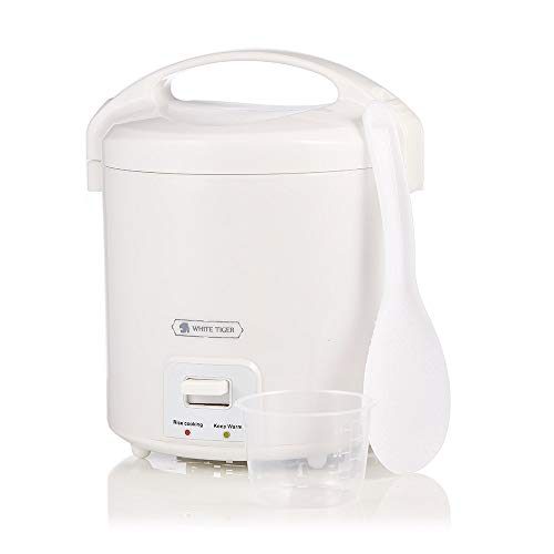 1.0L Mini Rice Cooker, 2 Cups Uncooked WHITE TIGER Portable Travel