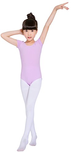 Molldan Girls' Dance Ballet Leotard Short Sleeve Kids Activewear Dress Jumpsuit (4-6Years, Purple) - Thumbnail 4