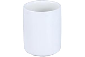 RabyLeo Pure White Ceramic handleless Straight Mug for Morning Tea House, Restaurant, Hotel Cup, Toothbrush Cups (White & A)