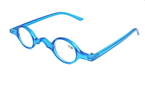Designer Cute Small round Oval Vintage Clear Reading Glasses Eyeglasses (+3.00, Blue)