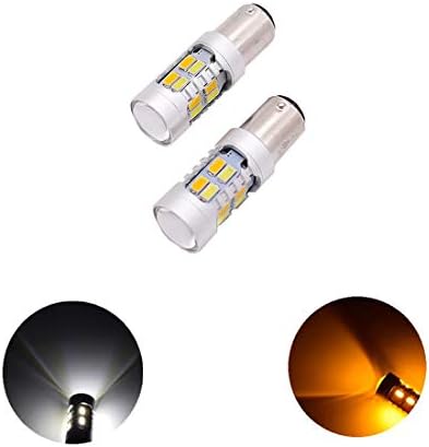 Richdoo 2X 1157 20SMD 5630 LED Switchback Signal Light Brake Bulb White/Amber Dual Color, White Yellow