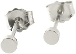 Automic Gold Solid 14k White Gold Circle Earrings, Teeny Tiny