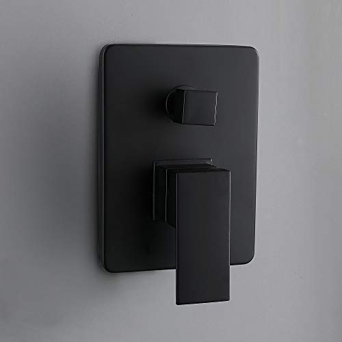 Shower Systems Luxury Matte Black Bathroom Shower Faucet with Tub Spout,8'' Rain Shower Head and Handheld Wall Mount Shower Fixtures (Matte Black shower faucet)