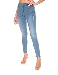 Pantalones vaqueros ajustados para dama, ajustados, ajustados, de talle alto, elásticos