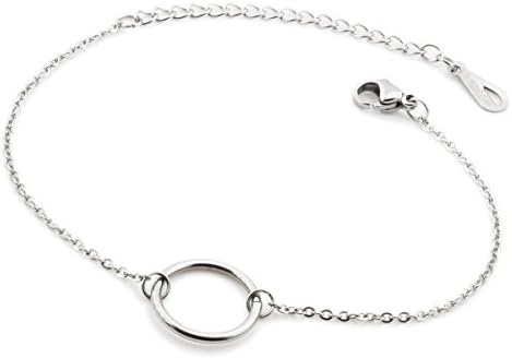 Circle Ankle Bracelets Sandal Anklet Stainless Steel Silver for Womens Girls
