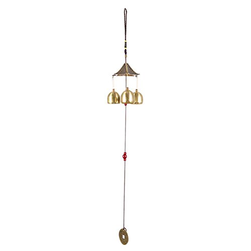 Patgoal Antique Copper 3 Bells Lucky Wind Chimes Outdoor Home Decoration
