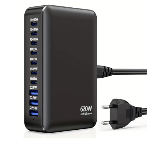 USB C Charger Multiple Charging Station 620W with 3*PD PPS 100W and 65W Multi Type-C Fast Charging Fast Charger Adapter for MacBook, iPad, iPhone 16/15/14/13/12 Pro MAX, Samsung,Pixel 9