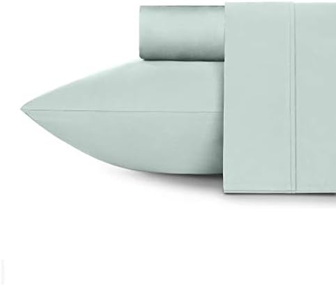 400-thread-count 100% Pure Cotton 3 Piece Fitted Sheet/Bottom Sheet Set Includes Fitted Sheet & 2PC Pillowcase, Fits 41cm inches Deep Pocket (King, Seafoam)