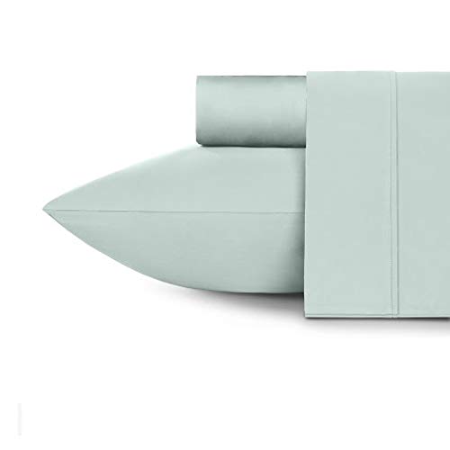 400-thread-count 100% Pure Cotton 3 Piece Fitted Sheet/Bottom Sheet Set Includes Fitted Sheet & 2PC Pillowcase, Fits 41cm inches Deep Pocket (King, Seafoam)