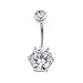 MyMei Bright Color Ball Crystal Body Piercing Navel Belly Button Bar Ring Barbell-White
