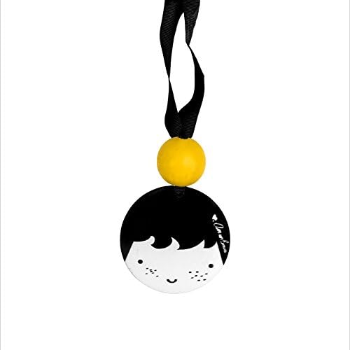 Smiley Face Pendant Adustable Necklace with Wooden Bead