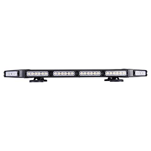 Linkitom LED Strobe Flashing Light Bar -Double Side LED High Intensity Low Profile Magnetic Roof Mount Emergency Hazard Warning Lighting Bar/Beacon/with16 ft Straight Cord (30.5'', White & Amber)