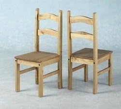 SET OF 4 X CORONA DISTRESSED PINE DINING CHAIRS FROM CENTURION PINE