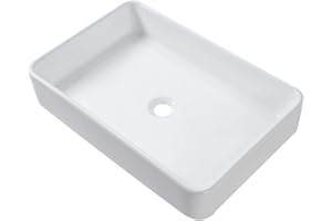 Lordear White Bathroom Sink 24"x16" Rectangle Bathroom Vessel Sink Modern Above Counter White Farmhouse 24 Inch Bathroom Sink Porcelain Ceramic Vanity Sink Art Basin