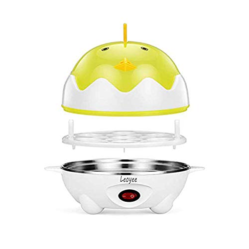Leoyee Egg Cooker Electric Egg Poacher Egg Steamer Boiled Poached Rapid Egg Cooker with Automatic Shut Off, Soft, Medium, Hard-Boiled Egg Cooker - 7 Eggs Capacity with Water Measuring Cup (YellowWhite)