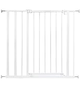 Ozzy & Kazoo Extra Tall Walk-Through Dog Gate, Fits Openings 28.75-39.75” Wide, White Metal Dog G...