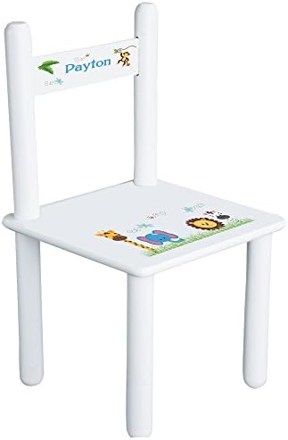 MyBambino Personalized Jungle Animal Chair for Kids White Toddler Child's Furniture -