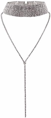 Women T Logan Clavicle Necklaces Luxury Crystal Choker Necklace Rhinestone Pendant Jewelry (Silver)