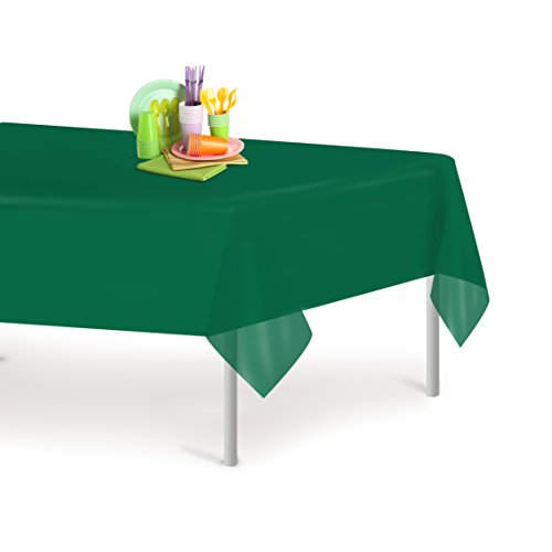 Dark Green 6 Pack Premium Disposable Plastic Tablecloth 54 Inch. x 108 Inch. Rectangle Table Cover By Dluxware