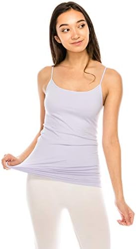 ShyCloset Basic Seamless Camisole Tanktop - Soft Stretch Long Spaghetti Strap Nursing Maternity Cami Made in USA