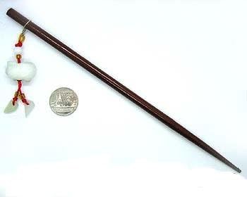 Handmade Wooden Hair Pin Hair Stick Clip with Pig Jade Stone Accessory Bookmark