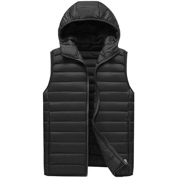 Thatrich Mens Hoodie Puffer Vest Sleeveless Lightweight