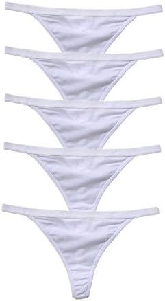 5 Pack Zofirao Women's Black Panties Cotton Spandex Thongs Underwear G-strings (XS, White)