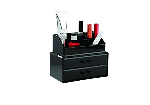 Compactor 2 Drawer Jewellery and Makeup Organiser, Black