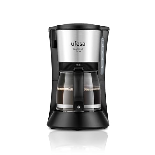 CG7115 Capriccio 6 Delux Macchina Caffè Americano, 6 tazze, 600W, Brocca 0,6 L, Filtro Permanente, Piastra Riscaldante Antiaderente, Sistema Salvagoccia, Auto Stop, Finiture in Acciaio Inox
