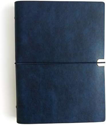 Hardcover Thick Loose-leaf Notebook A5 Size Redyan 90 sheets/180 pages Notebooks for Travelers, Students and Office, Fine PU Leather(blue)
