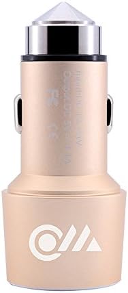 Esom 4.1A Output Dual Smart Ports USB Car Charger Quick Charge Design with Safety Hammer for iPhone & Android & Tablets & Digital Camera & Gamebox (Gold)